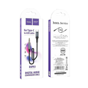 Кабель AUX HOCO DUP03 Jack3,5 - Type-C, M-M, 1,0м, нейлон, серый