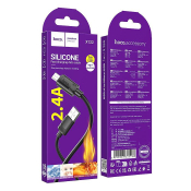 Кабель HOCO X122 MicroUSB, 1,0м, 2.4A, силикон, чёрный