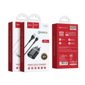 Адаптер HOCO  C12Q USB, 3,0A, 18W, с кабелем Type-C, QC3.0, белый