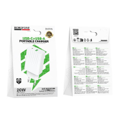 Адаптер BOROFONE BAS74A USB + Type-C, 3,0A, QC 3.0, PD20W, белый