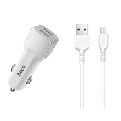 АЗУ HOCO Z23 2 USB, 2,4A, с кабелем MicroUSB, белый