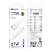 Кабель BOROFONE BX121 Type-C - Lightning, PD27W, 3,0A, 1,0м, в оплетке, белый