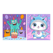 Ркн-140 Картина по номерам Lori для малышей картон 15х13,5, 2 шт. "Монстрики"