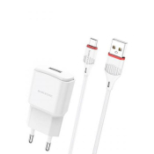 Адаптер BOROFONE BA48A USB, 2,1A, с кабелем MicroUSB, белый