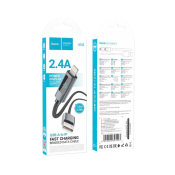 Кабель HOCO X112 Lightning, 1,0м, 2.4A, дисплей, нейлон, чёрный