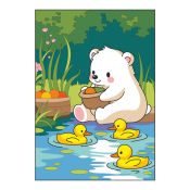 Ркн-135 Картина по номерам Lori для малышей 20х30 "Мишка с уточками"