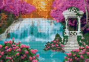 АМ-154 Алмазная мозаика Lori 21х30 "Беседка у водопада"