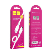 Кабель HOCO X40 Type-C, 3,0A, 1,0м, плоский, белый