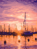 Рх-040 Картина по номерам Lori на холсте 30х40 "Гавань на закате"