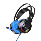 Наушники HOCO W105 полноразмерные, с микрофоном, игровые, с подсветкой, синие