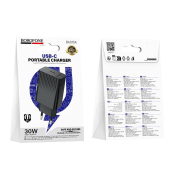 Адаптер BOROFONE BAS75A Type-C, 3,0A, PD30W, QC 3.0, черный