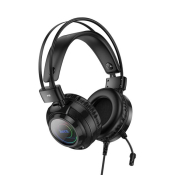 Наушники HOCO W110 полноразмерные, с микрофоном, игровые, с подсветкой, чёрные