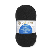 Ангорская тёплая (40% шерсть + 60% акрил) 100гр. 480м №002 чёрный