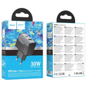 Адаптер HOCO CS73A USB + Type-C, 3,0A, QC3.0, PD30W, черный Адаптер HOCO CS73A USB + Type-C, 3,0A, QC3.0, PD30W, черный