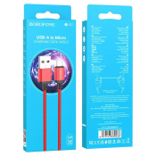 Кабель BOROFONE BX87 MicroUSB, в оплетке, 1,0м, красный