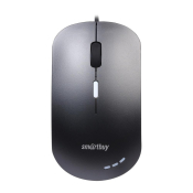 Мышь SMARTBUY SBM-288-K, бесшумная, USB, 2400dpi, с подсветкой, 4 кнопки, черный металлик