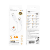 Кабель BOROFONE BX115 MicroUSB, 2,4A, силикон, 1,0м, белый