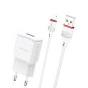 Адаптер BOROFONE BA48A USB, 2,1A, с кабелем Lightning, белый