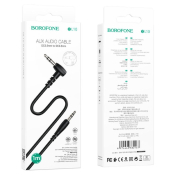 Кабель AUX BOROFONE BL10 Jack3,5 - Jack3,5, M-M, 2-х контактный, L-коннектор, 1,0м, черный