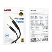Кабель AUX BOROFONE BL25 Jack3,5 - Jack3,5, M-M, 2-х контактный, 1,0м, черный