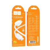 Кабель HOCO X113 Type-C, 1,0м, 2.4A, нейлон, белый