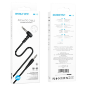 Кабель AUX BOROFONE BL10 Jack3,5 - Jack3,5, M-M, 2-х контактный, L-коннектор, 2,0м, черный