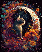 Рх-174 Картина по номерам Lori на холсте 40x50 "Лунный кот"