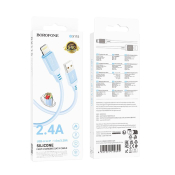 Кабель BOROFONE BX115 Lightning, 2,4A, силикон, 1,0м, синий