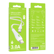 Кабель BOROFONE BX100 Type-C, 3,0A, в оплетке, с индикатором, 1,0м, серый