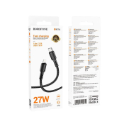 Кабель BOROFONE BX116 Type-C - Lightning, PD27W, 3,0A, 1,0м, в оплетке, чёрный