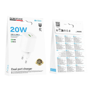 Адаптер BOROFONE BA104A USB + Type-C, 3,0A, 20W, QC3.0, белый