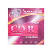VS CD-R 700MB, 52x, бумажный конверт уп.5 шт