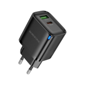 Адаптер BOROFONE BA83A USB + Type-C, PD20W, 3,0A, QC3.0, чёрный