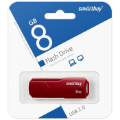 Флеш-карта SMARTBUY  8GB Clue, USB 2.0, бордовая
