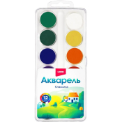 Аквк-006 Акварельная краска в пласт.уп. "Классика", 12 цветов, без кисти