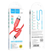 Кабель HOCO X59 Type-C - Type-C, 1,0м, PD60W, текстильный, красный