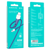 Кабель BOROFONE BX60 Type-C - Type-C, PD60W, в оплетке, 1,0м, синий