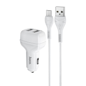 АЗУ HOCO Z36 2 USB, 2,4A, с кабелем MicroUSB, белый