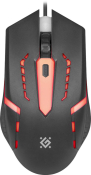 Мышь DEFENDER Flash MB-600L, USB, 1200dpi, игровая, с подсветкой, 4 кнопки, черная