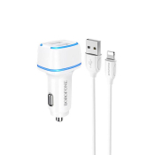 АЗУ BOROFONE BZ14 2 USB, 2,4A, с кабелем Lightning, белый