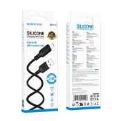 Кабель BOROFONE BX113 MicroUSB, 2,4A, силикон, 2,0м, чёрный