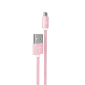 Кабель HOCO X02 MicroUSB, 1,0м, текстильный, розовое золото