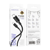 Кабель BOROFONE BX111 Type-C - Type-C, PD60W, 3,0A, 1,0м, чёрный