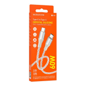 Кабель BOROFONE BX96 Type-C - Type-C, PD60W, 3,0A, силиконовый, 1,0м, серый
