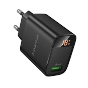 Адаптер BOROFONE BA95A USB, 3,0A, 18W, дисплей, черный