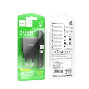 Адаптер HOCO C141A 2USB, 2,1A, с кабелем Type-C, чёрный