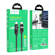 Кабель HOCO U137 Type-C - Type-C, 1,2м, нейлон, дисплей, чёрный