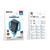 Адаптер BOROFONE BAS71A USB, 2,1A, с кабелем Type-C, чёрный