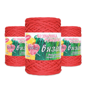 Шнур-пряжа "Я люблю вязать" (100% полиэфир) 3мм, 150гр. 100м, красный алый