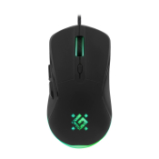 Мышь DEFENDER Arga GM-049, USB, 3600dpi, игровая, с подсветкой, 6 кнопок, коврик в компл., чёрная
